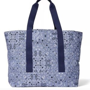 Victoria's Secret Reversible Canvas Tote Bag, Blue Floral, New
